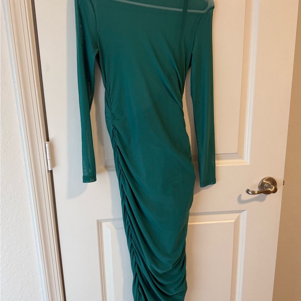 Chic Long Sleeve Teal Dress